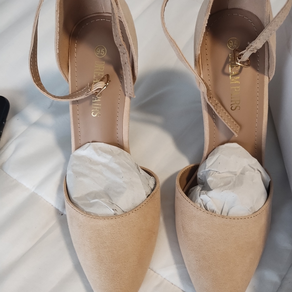 Beige Ankle Strap Women's Shoes